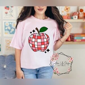 Teacher Apple Disco Ball Comfort Colors T-Shirt